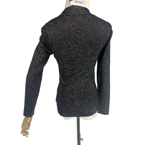 New Ted Baker Womens Black Silver Metallic Top Size 6 US TD 2 Eloisy Crossover